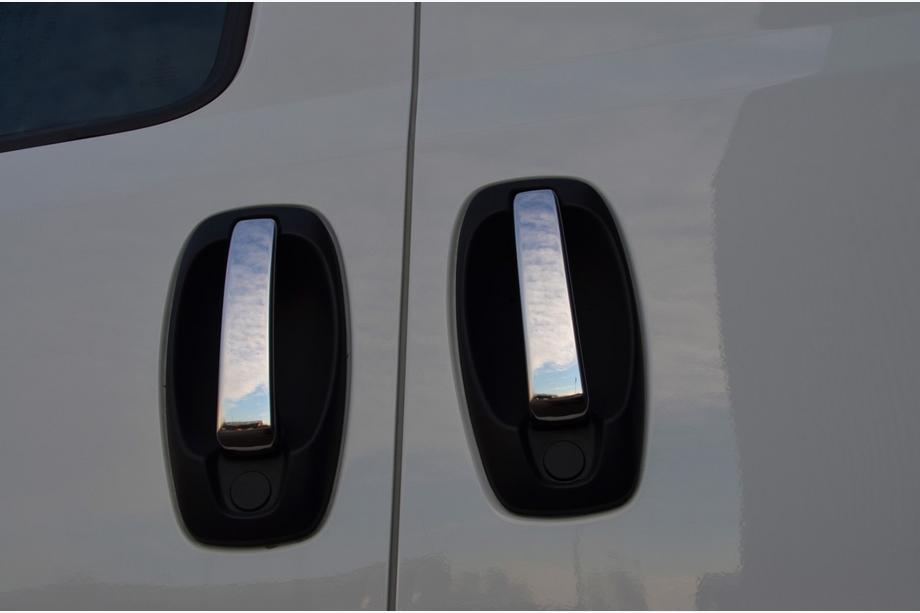 Fiat Doblo II 2010-2022 гг. Хромированные Накладки на Ручки (4 шт., Нержавейка) OmsaLine - Итальянская Нержавейка Image