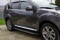 Mitsubishi Outlander 2006-2012 гг. Боковые пороги Bosphorus Grey (2 шт., алюминий) фото 5
