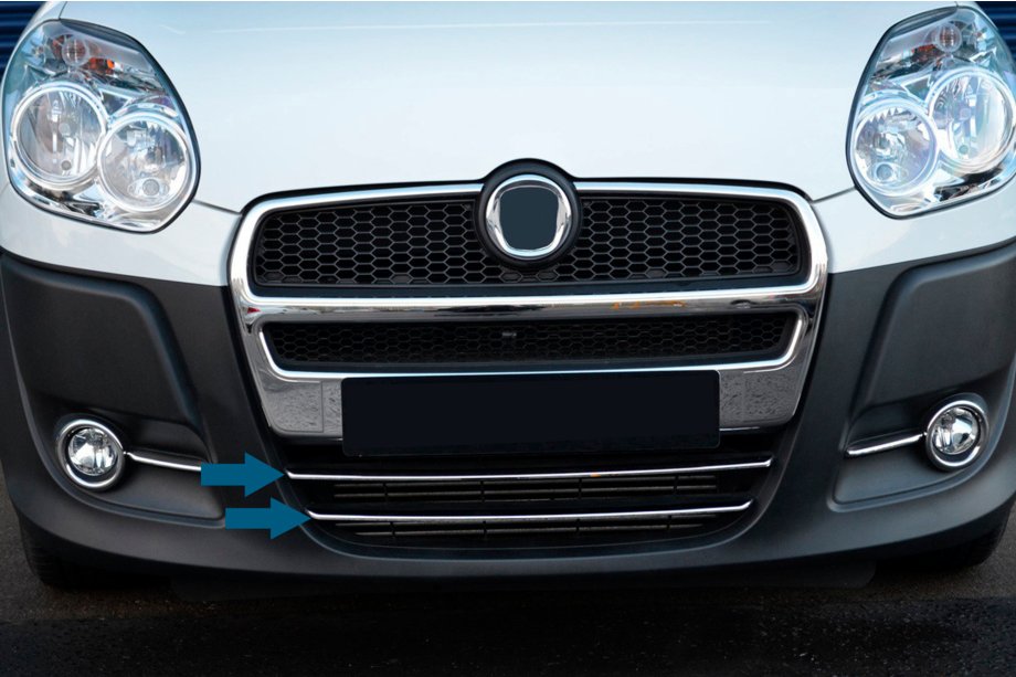Fiat Doblo II 2010-2022 гг. Накладка на нижнюю решетку радиатора (2010-2015, 2 шт, нерж. сталь) Фото 2