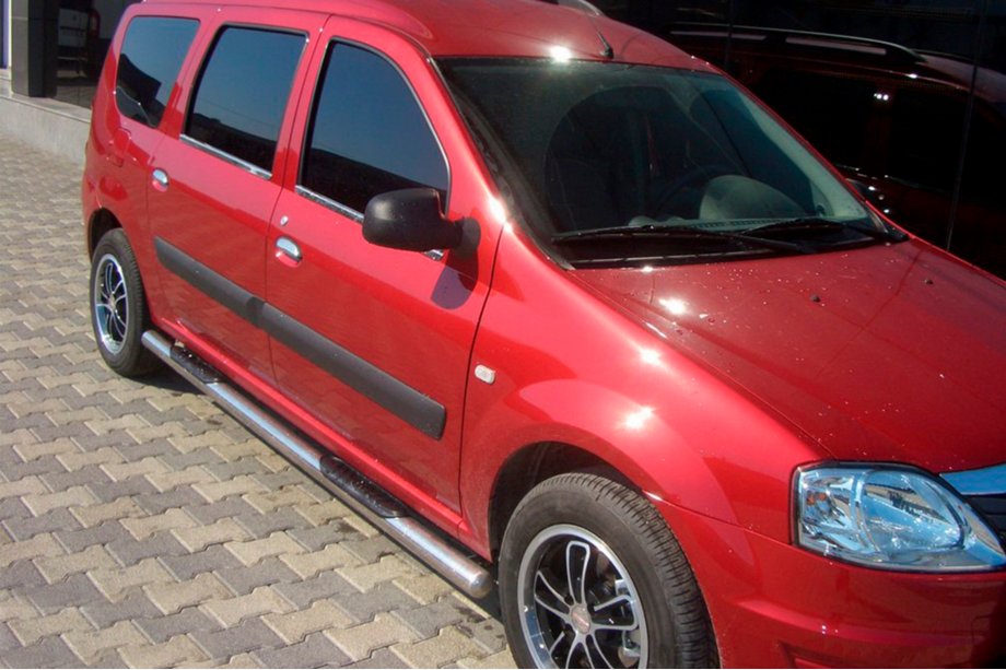 Renault Logan MCV 2005-2013 гг. Боковые трубы (2 шт., нержавейка) Image