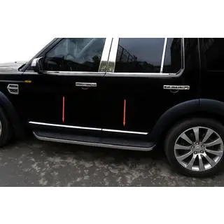 Молдинги дверные OmsaLine (4 шт., нержавейка) Land Rover Discovery IV 2009-2017 гг. фото 1