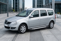 Renault Logan MCV 2005-2013 гг. Боковые Подножки Allmond Grey (2 шт., Алюминий) фото 1