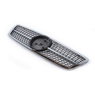 Передняя решетка Diamond Silver Mercedes C-class W203 2000-2007 гг. фото 3