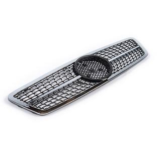 Передняя решетка Diamond Silver Mercedes C-class W203 2000-2007 гг. фото 4