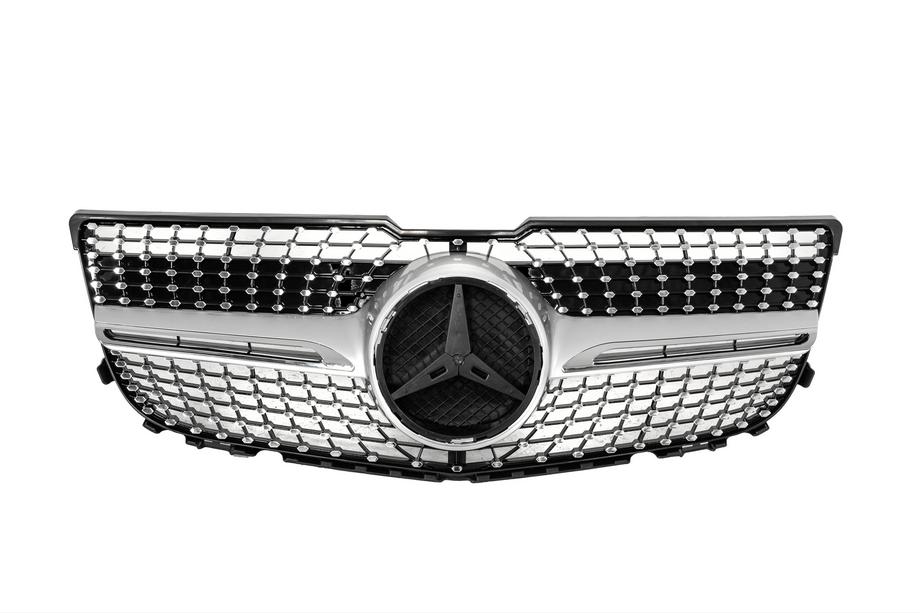 Mercedes GLK class X204 2008-2015 гг. Передняя решетка Diamond Silver (2013-2015) Под камеру Фото 5
