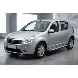 Боковые Подножки Allmond Grey (2 шт., Алюминий) Renault Sandero 2007-2013 гг. фото 1