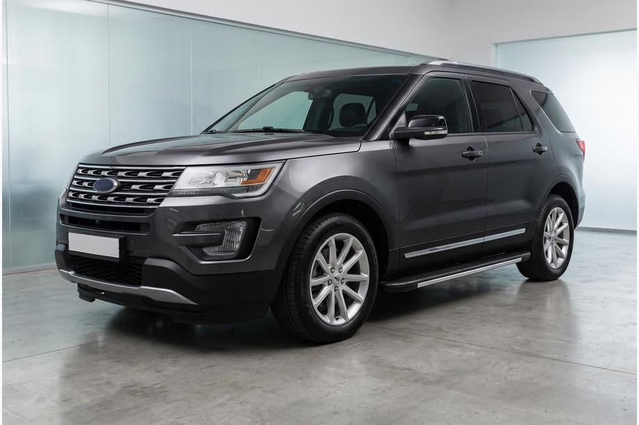 Ford Explorer 2011-2019 гг. Боковые пороги Bosphorus Grey (2 шт., алюминий) Image