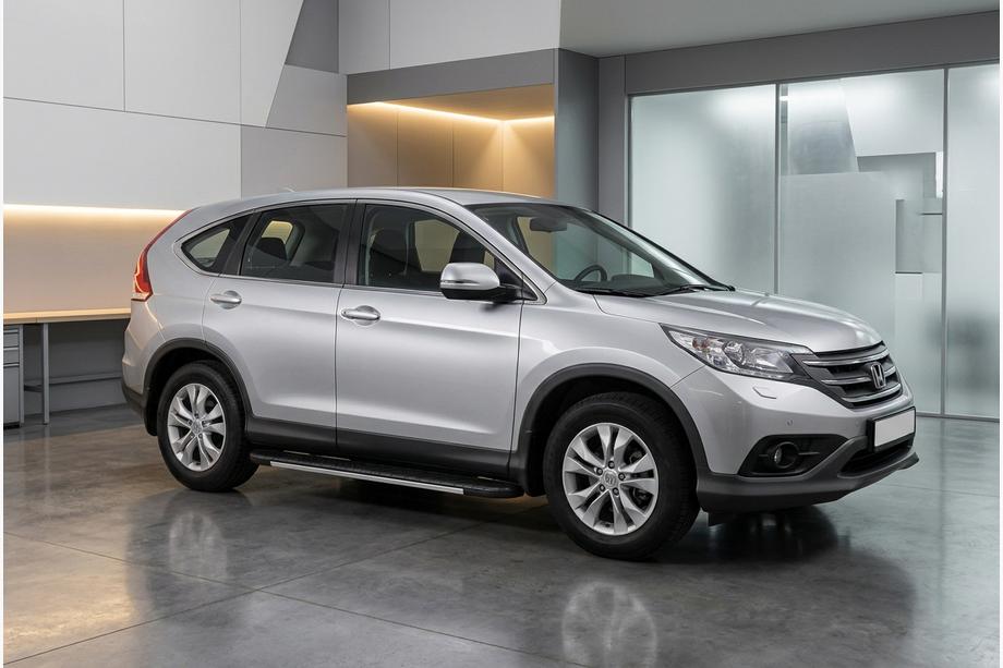 Honda CRV 2012-2016 гг. Боковые пороги Bosphorus Grey (2 шт., алюминий) Image