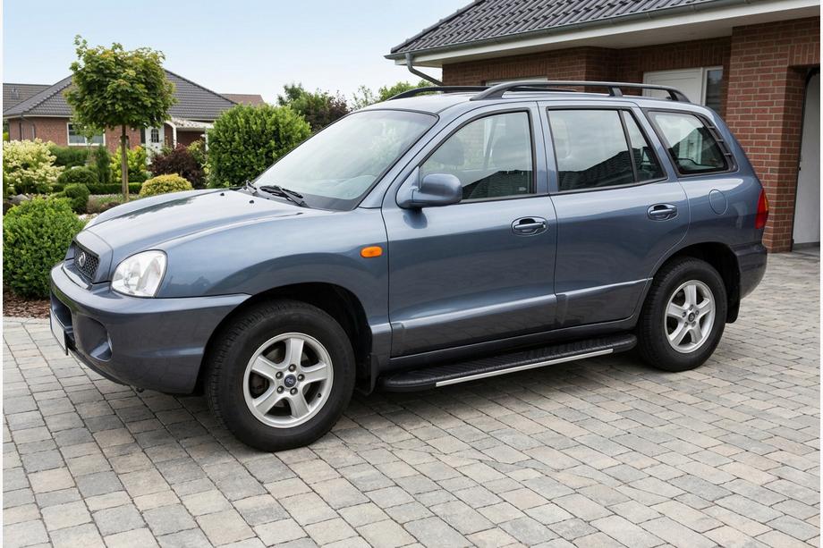 Hyundai Santa Fe 1 2000-2006 гг. Боковые пороги Bosphorus Grey (2 шт., алюминий) Image