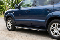 Hyundai Tucson JM 2004- гг. Боковые пороги Bosphorus Grey (2 шт., алюминий) фото 1