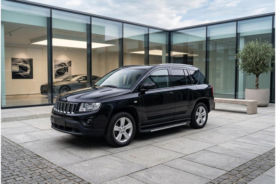 Jeep Compass 2006-2016 гг. Боковые пороги Bosphorus Grey (2 шт., алюминий) Image