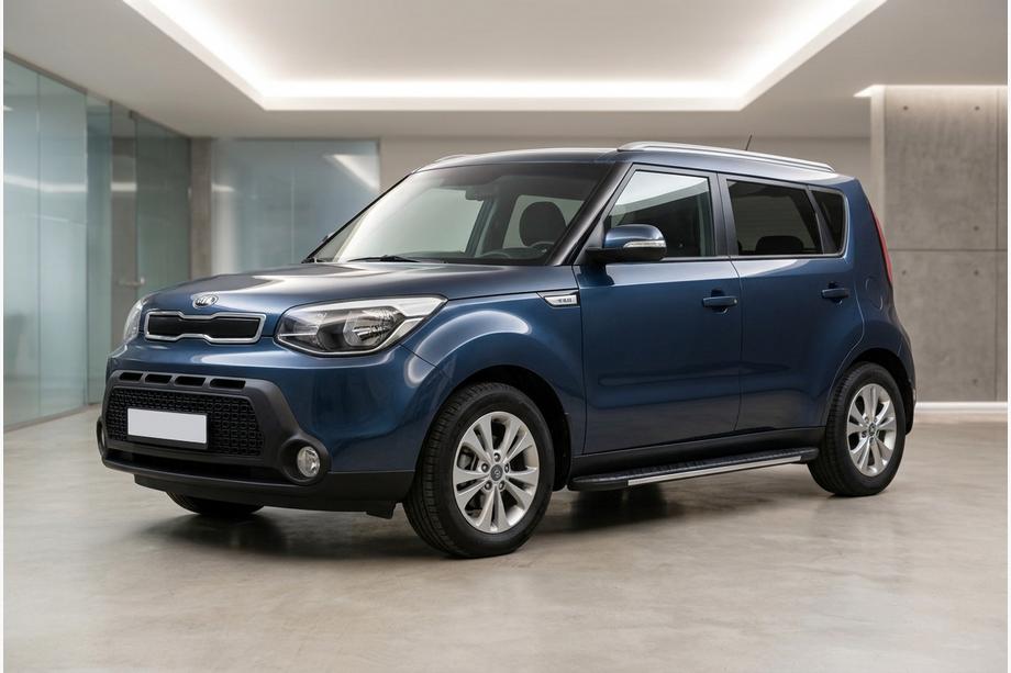 Kia Soul II 2013-2018 гг. Боковые пороги Bosphorus Grey (2 шт., алюминий) Image