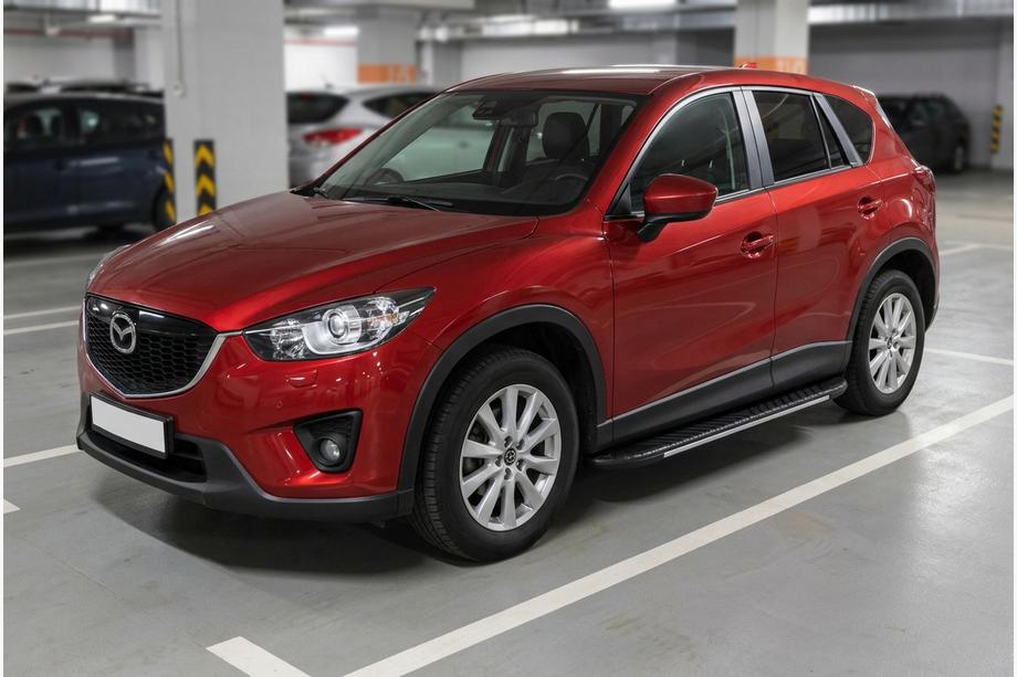Mazda CX-5 2012-2017 гг. Боковые пороги Bosphorus Grey (2 шт., алюминий) Image