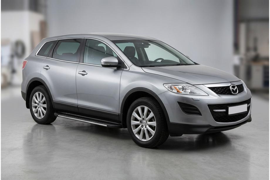 Mazda CX-9 2007-2016 гг. Боковые пороги Bosphorus Grey (2 шт., алюминий) Image