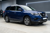 Nissan Pathfinder R52 2012-2021 гг. Боковые Подножки Maya V1 (2 шт., Алюминий) фото 1
