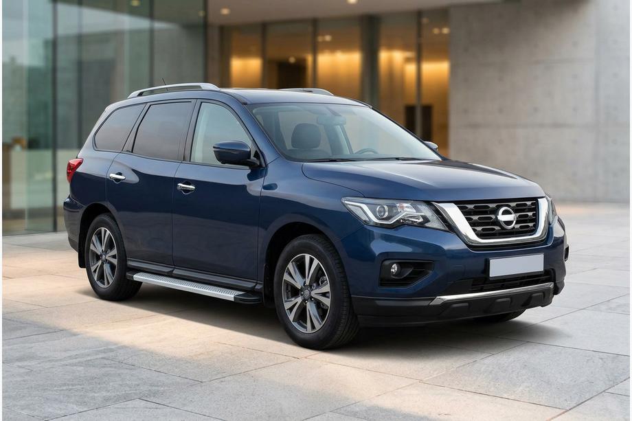 Nissan Pathfinder R52 2012-2021 гг. Боковые Подножки Maya V2 (2 шт., Алюминий) Image