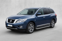 Nissan Pathfinder R52 2012-2021 гг. Боковые Подножки Maydos V1 (2 шт., Алюминий) фото 1