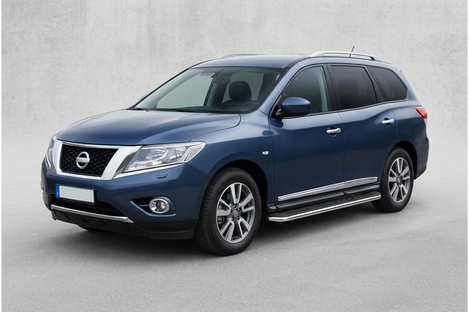 Nissan Pathfinder R52 2012-2021 гг. Боковые Подножки Maydos V1 (2 шт., Алюминий) Image