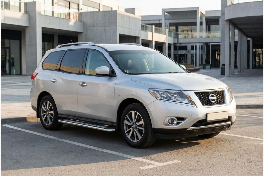 Nissan Pathfinder R52 2012-2021 гг. Боковые Подножки Maydos V2 (2 шт., Алюминий) Image