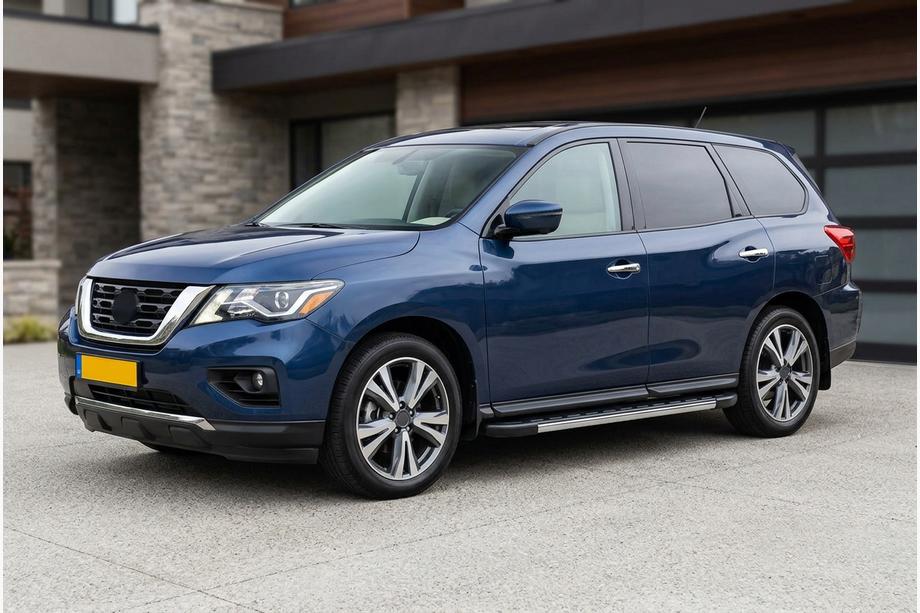 Nissan Pathfinder R52 2012-2021 гг. Боковые Подножки Duru (2 шт., Алюминий) Image