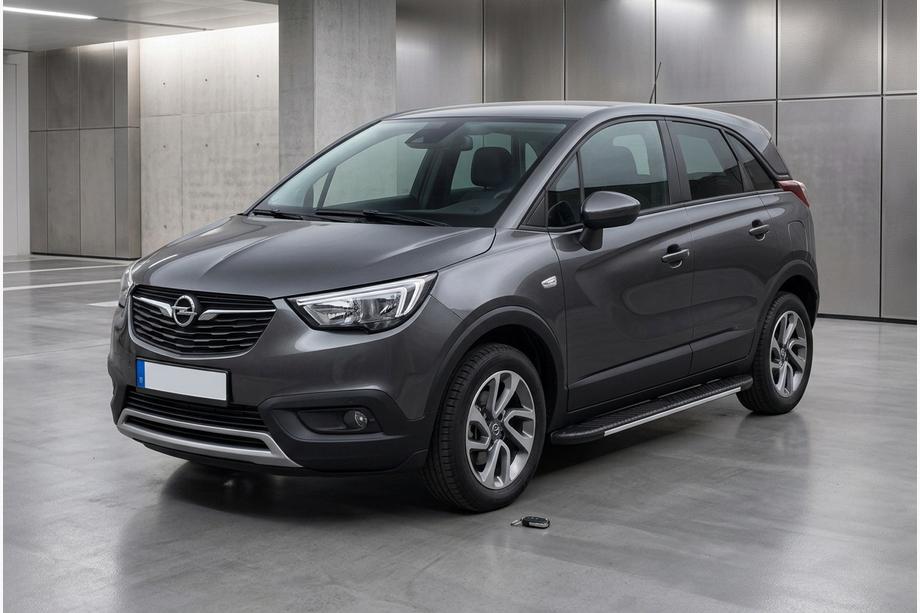 Opel Crossland X 2017-2024 гг. Боковые пороги Bosphorus Grey (2 шт., алюминий) Image