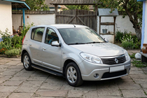 Renault Sandero 2007-2013 гг. Боковые пороги Bosphorus Grey (2 шт., алюминий) фото 1