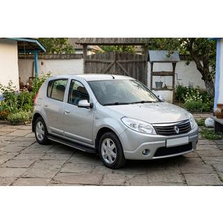 Боковые пороги Bosphorus Grey (2 шт., алюминий) Renault Sandero 2007-2013 гг. фото 1