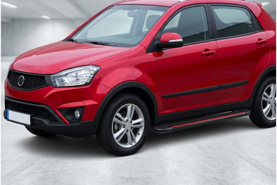 SsangYong Korando 2010-2019 гг. Боковые Подножки Maya Red (2 шт., Алюминий) Image