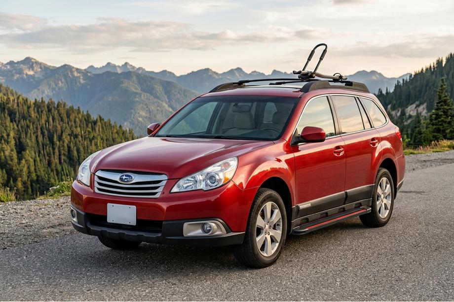 Subaru Outback 2009-2014 гг. Боковые Подножки Maya Red (2 шт., Алюминий) Image