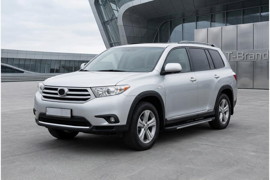 Toyota Highlander 2008-2013 гг. Боковые пороги Bosphorus Grey (2 шт., алюминий) Image