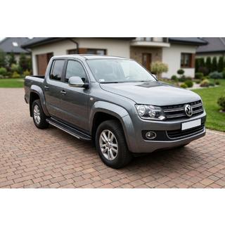 Боковые пороги Bosphorus Grey (2 шт., алюминий) Volkswagen Amarok 2010-2022 гг. фото 1