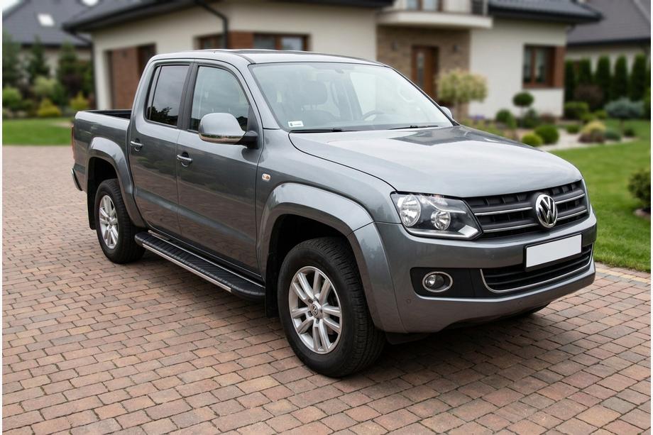 Volkswagen Amarok 2010-2022 гг. Боковые пороги Bosphorus Grey (2 шт., алюминий) Image