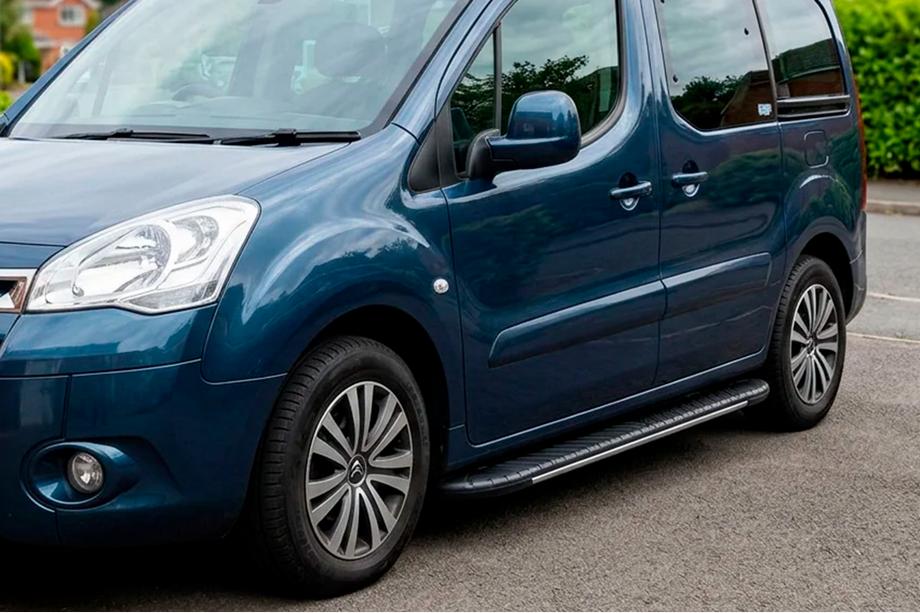Peugeot Partner Tepee 2008-2018 гг. Боковые пороги Bosphorus Grey (2 шт., алюминий) Image