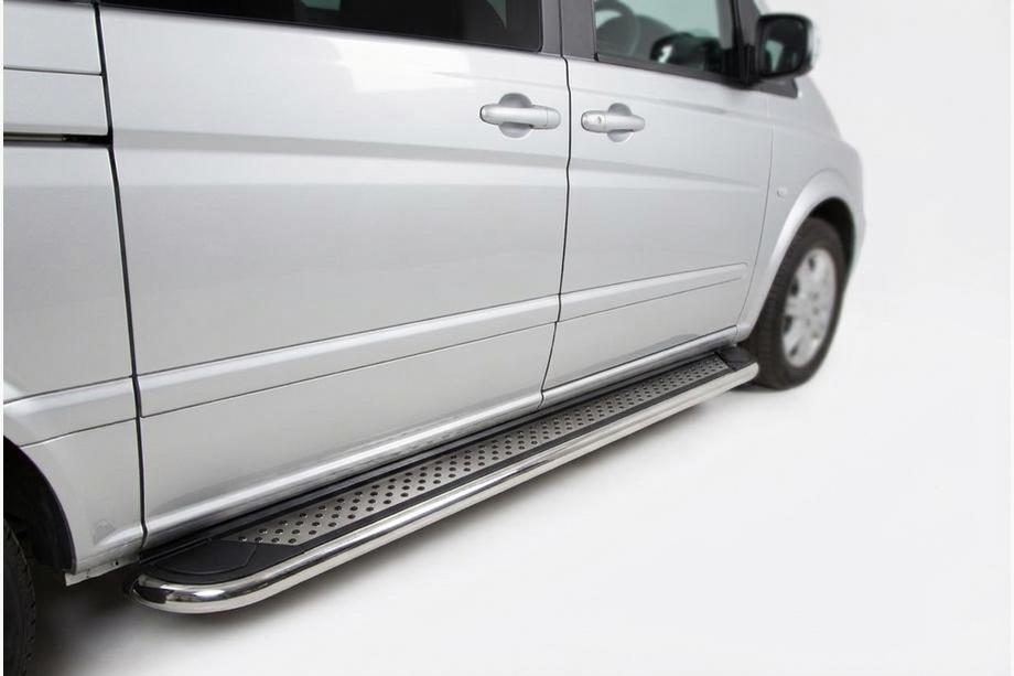 Mercedes Vito/V-class W447 2014- гг. Боковые Подножки Maydos V2 (2 шт., Алюминий) Image