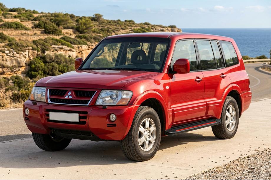 Mitsubishi Pajero Wagon III 1999-2006 гг. Боковые Подножки Maya Red (2 шт., Алюминий) Image