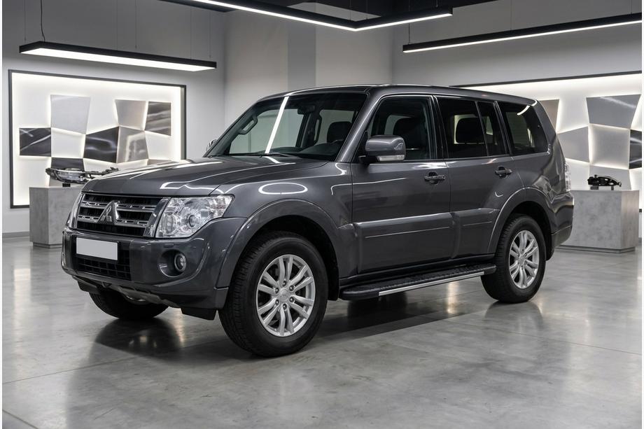 Mitsubishi Pajero Wagon IV 2006-2021 гг. Боковые пороги Bosphorus Grey (2 шт., алюминий) Image