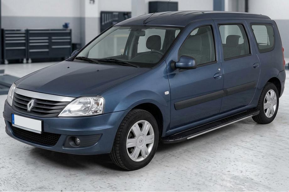Dacia Logan MCV 2004-2014 гг. Боковые пороги Bosphorus Grey (2 шт., алюминий) Image