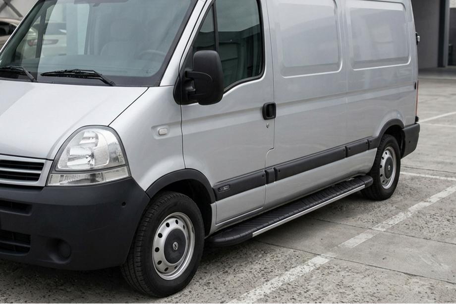 Opel Movano 2004-2010 гг. Боковые пороги Bosphorus Grey (2 шт., алюминий) Image