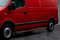 Opel Movano 2004-2010 гг. Боковые Подножки Maya Red (2 шт., Алюминий) фото 1