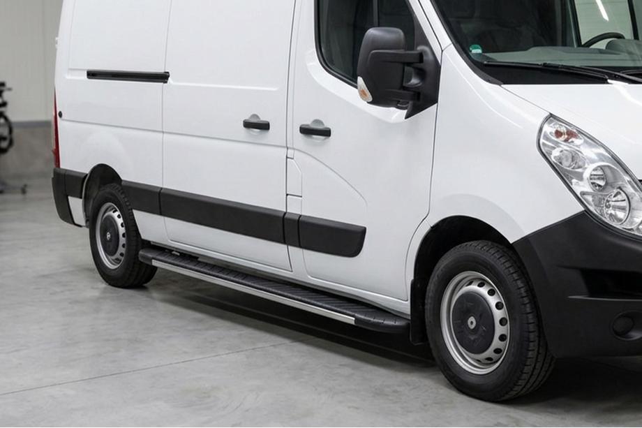 Nissan NV400 2010-2024 гг. Боковые пороги Bosphorus Grey (2 шт., алюминий) Image