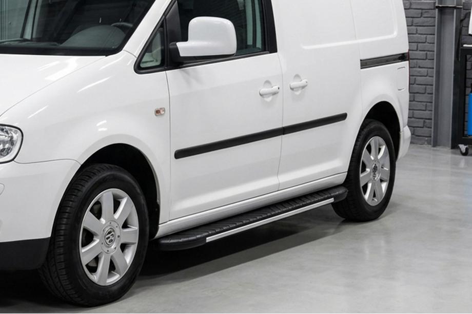 Volkswagen Caddy 2010-2015 гг. Боковые пороги Bosphorus Grey (2 шт., алюминий) Image