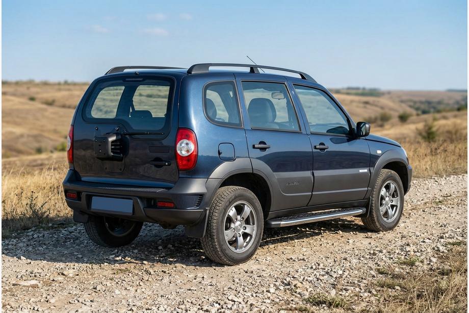Chevrolet Niva 1998-2020 гг. Боковые Подножки BlackLine (2 шт., Алюминий) Image