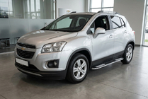 Chevrolet Trax 2012-2023 гг. Боковые Подножки Tayga V2 (2 шт., Алюминий) фото 1
