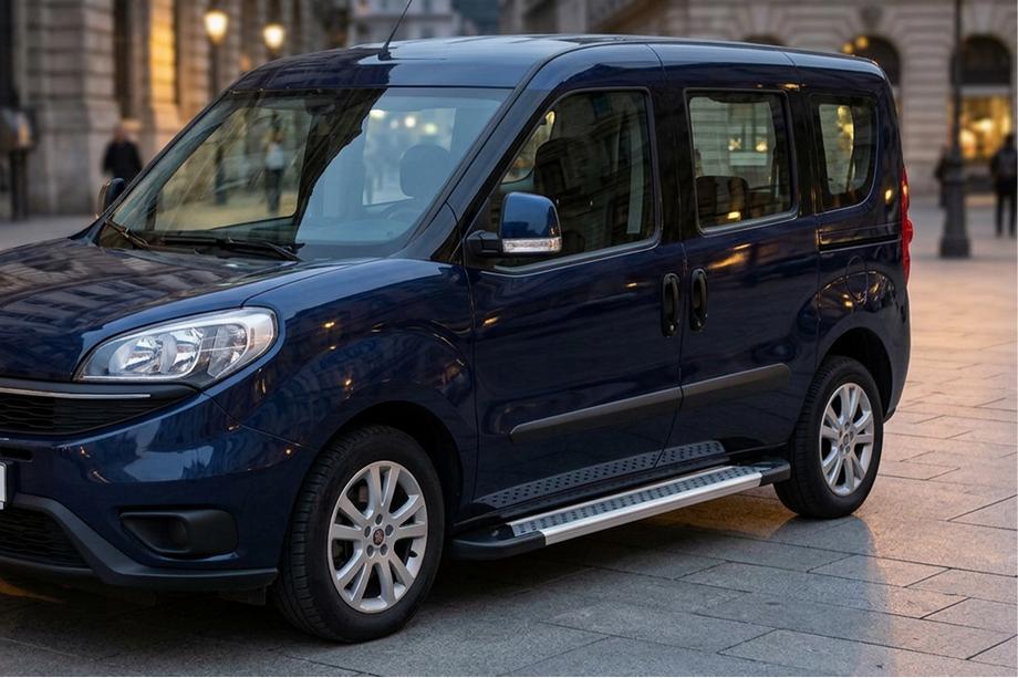Fiat Doblo II 2010-2022 гг. Боковые Подножки New Vision Grey (2 шт., Алюминий) Image