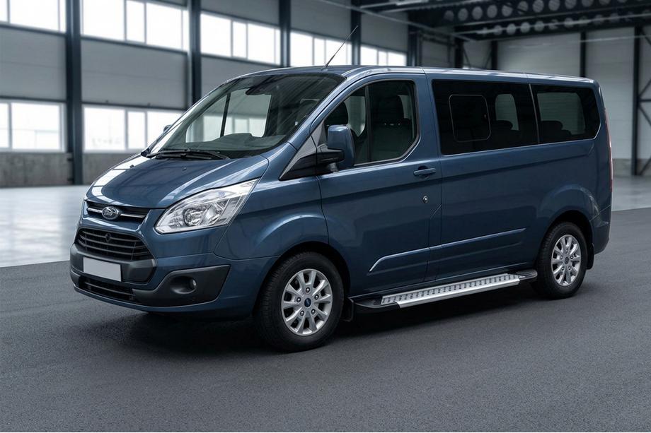 Ford Custom 2013-2022 гг. Боковые Подножки New Vision Grey (2 шт., Алюминий) Image