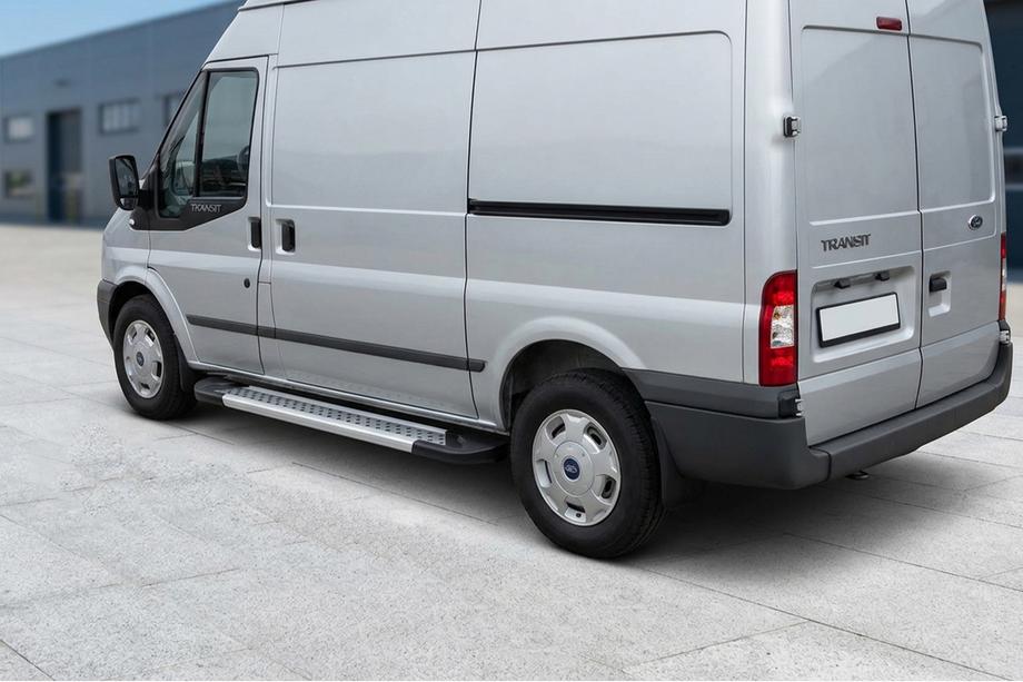 Ford Transit 2000–2014 гг. Боковые Подножки New Vision Grey (2 шт., Алюминий) Image