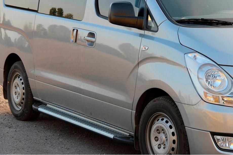 Hyundai H300, H1, Starex 2008-2020 гг. Боковые Подножки Line (2 шт., Алюминий) Фото 2