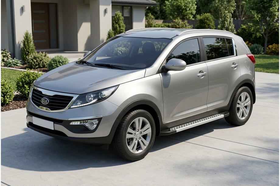 Kia Sportage 2010-2015 гг. Боковые Подножки New Vision Grey (2 шт., Алюминий) Фото 1