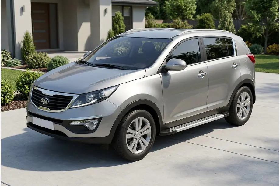 Kia Sportage 2010-2015 гг. Боковые Подножки New Vision Grey (2 шт., Алюминий) Image
