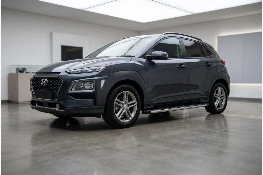 Hyundai Kona 2017-2023 гг. Боковые Подножки BlackLine (2 шт., Алюминий) Image